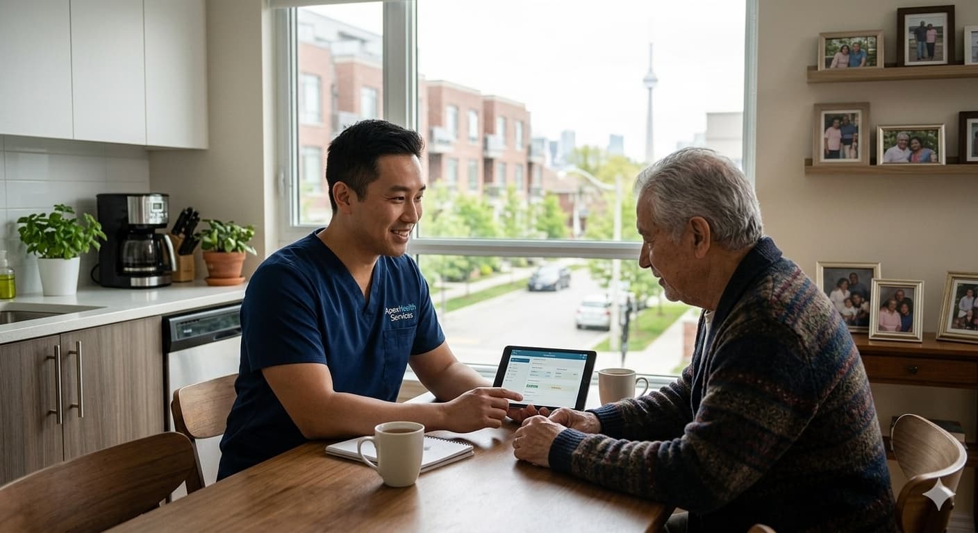 Healthcare support worker assisting a client